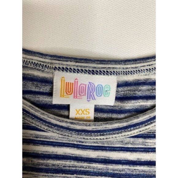 LuLaRoe Maurine Blue White‎ Stripe Dress *Altered* XXS - Picture 5 of 6